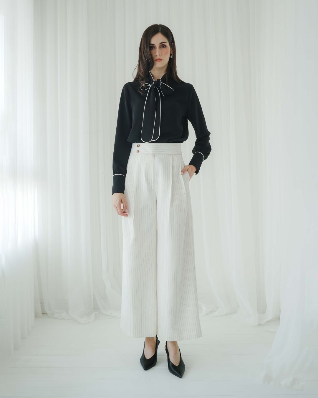 Camellia Pinstripe Two Button Trousers