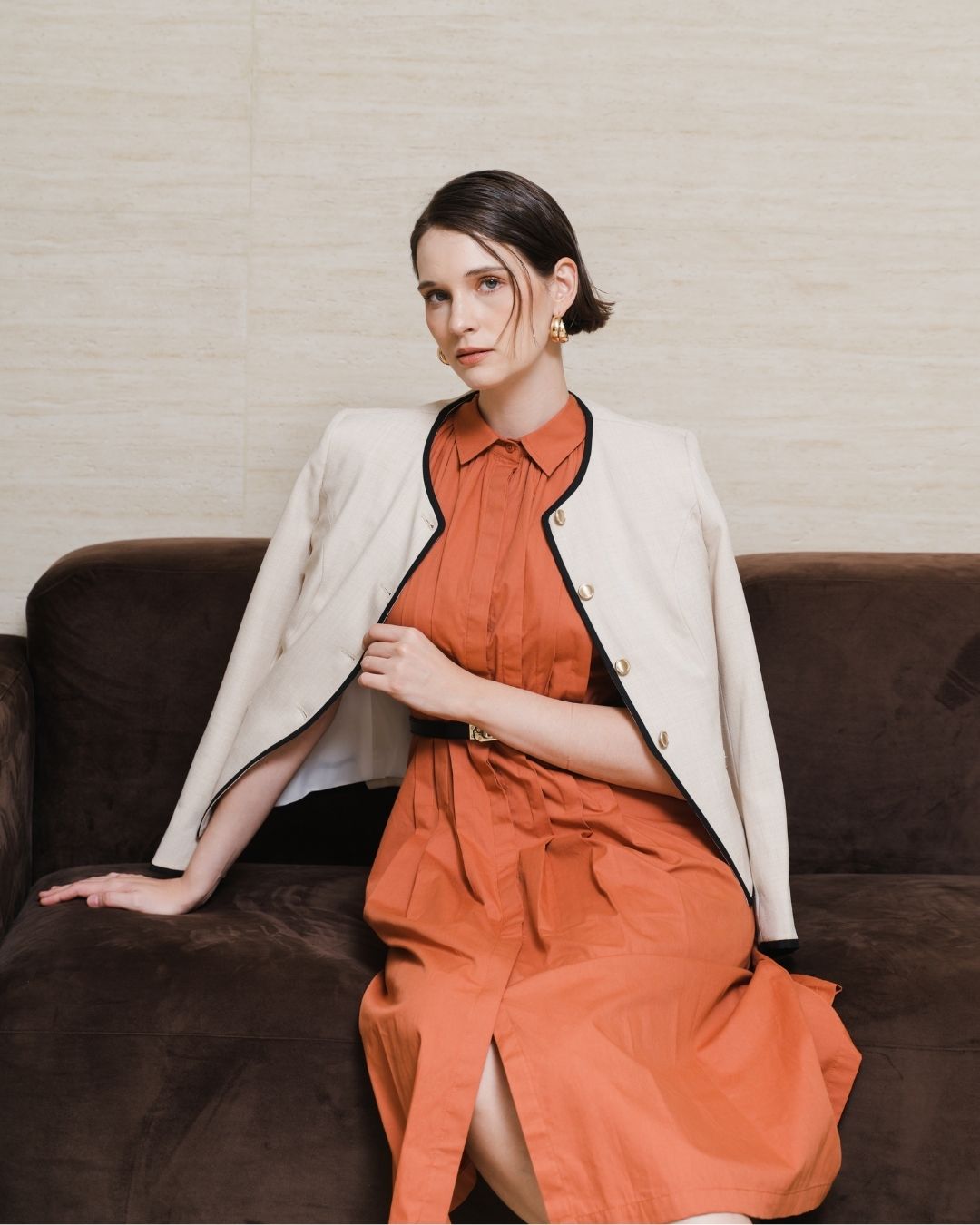 INVIO Anora Pleated Cotton Dress | Dress Wanita - Leanne Collection