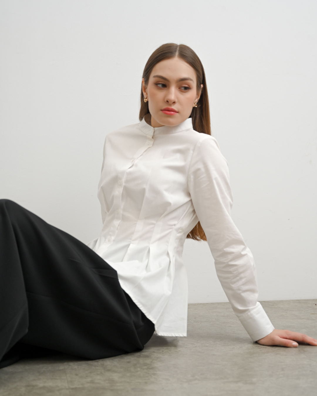 INVIO X Dwihanda Seraphine Pleated Peplum Shirt | Atasan Wanita