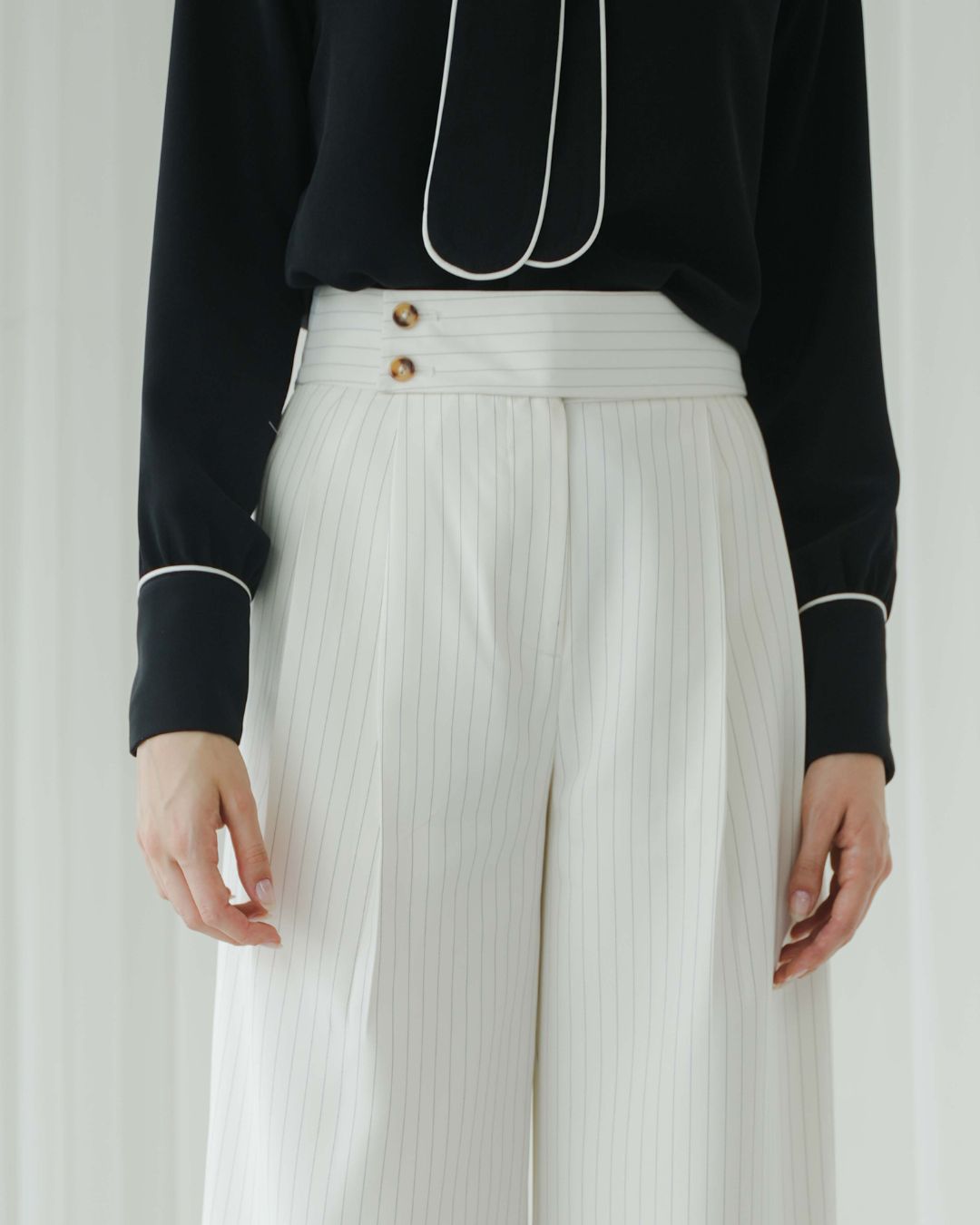 Camellia Pinstripe Two Button Trousers