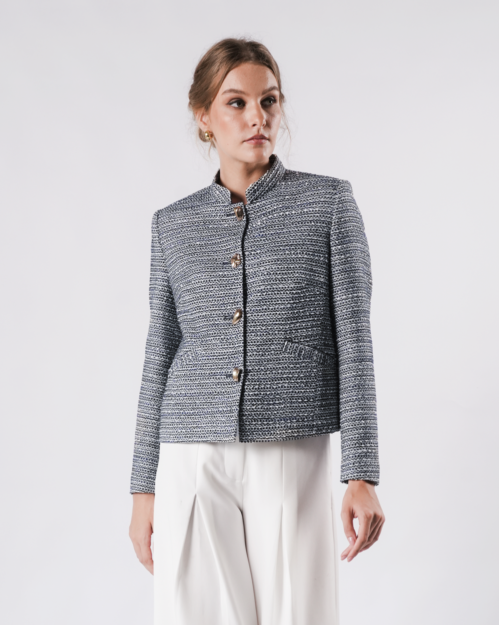 INVIO Yolanda Multi-Shape Button Tweed Jacket | Jaket Wanita - Marielle