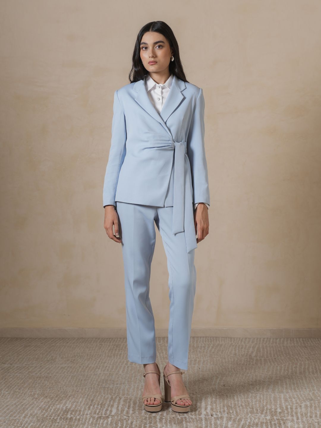 INVIO Darlene Ruched Tie Blazer | Jas Wanita - Marea Collection