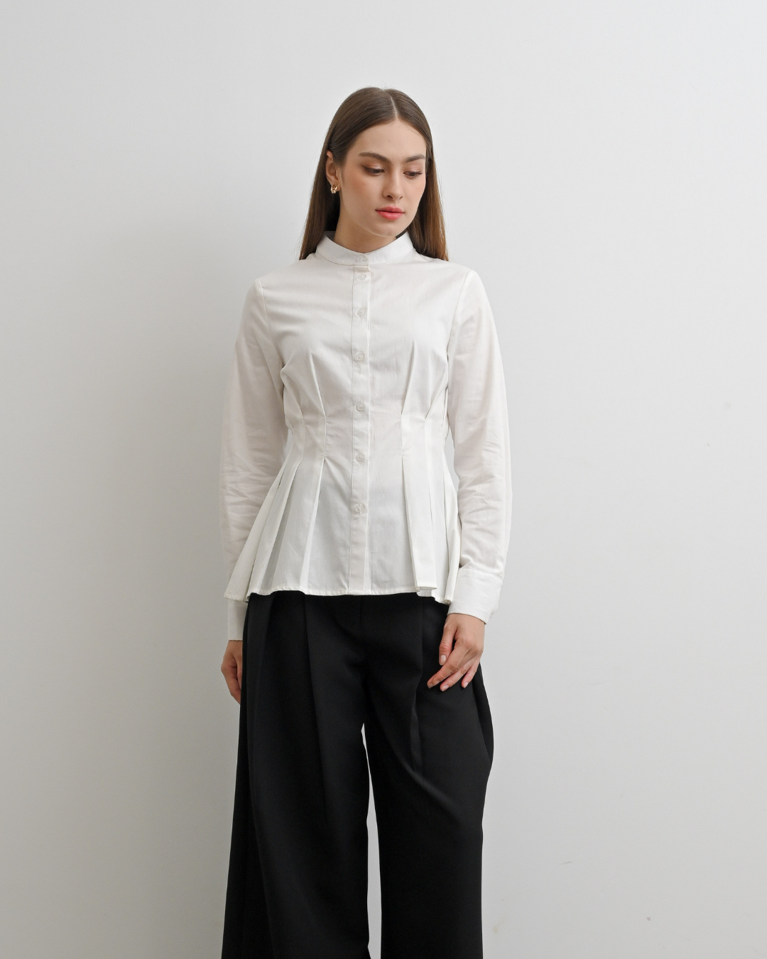 INVIO X Dwihanda Seraphine Pleated Peplum Shirt | Atasan Wanita
