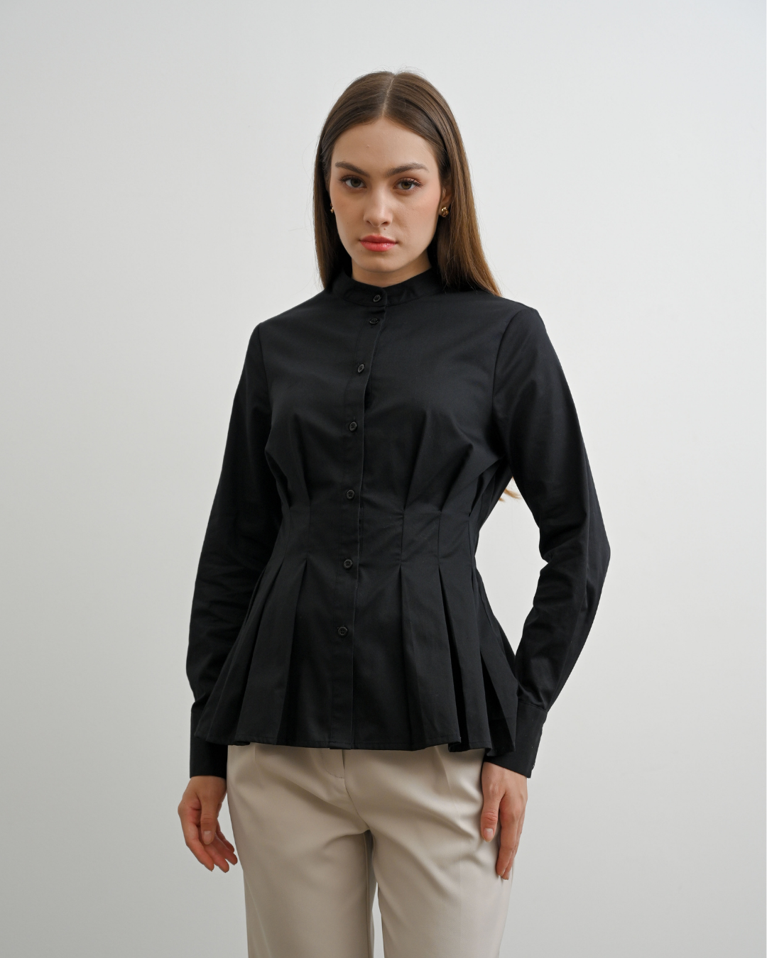 INVIO X Dwihanda Seraphine Pleated Peplum Shirt | Atasan Wanita