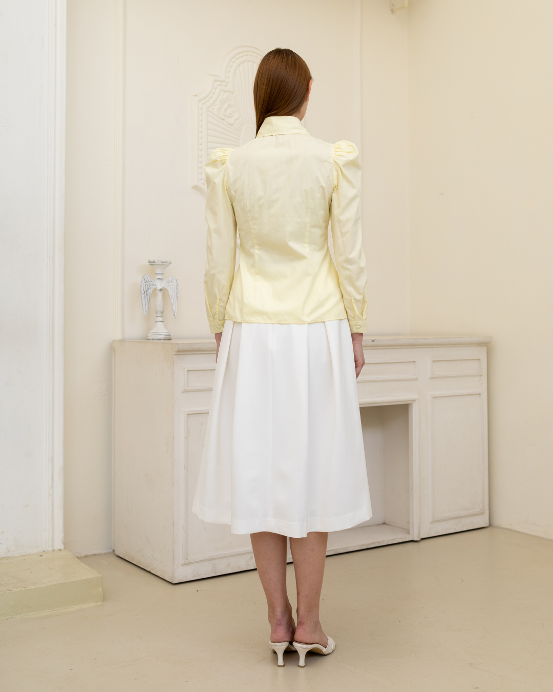 INVIO Maisie Puff Shoulder Shirt Butter Yellow | Atasan Kemeja Wanita