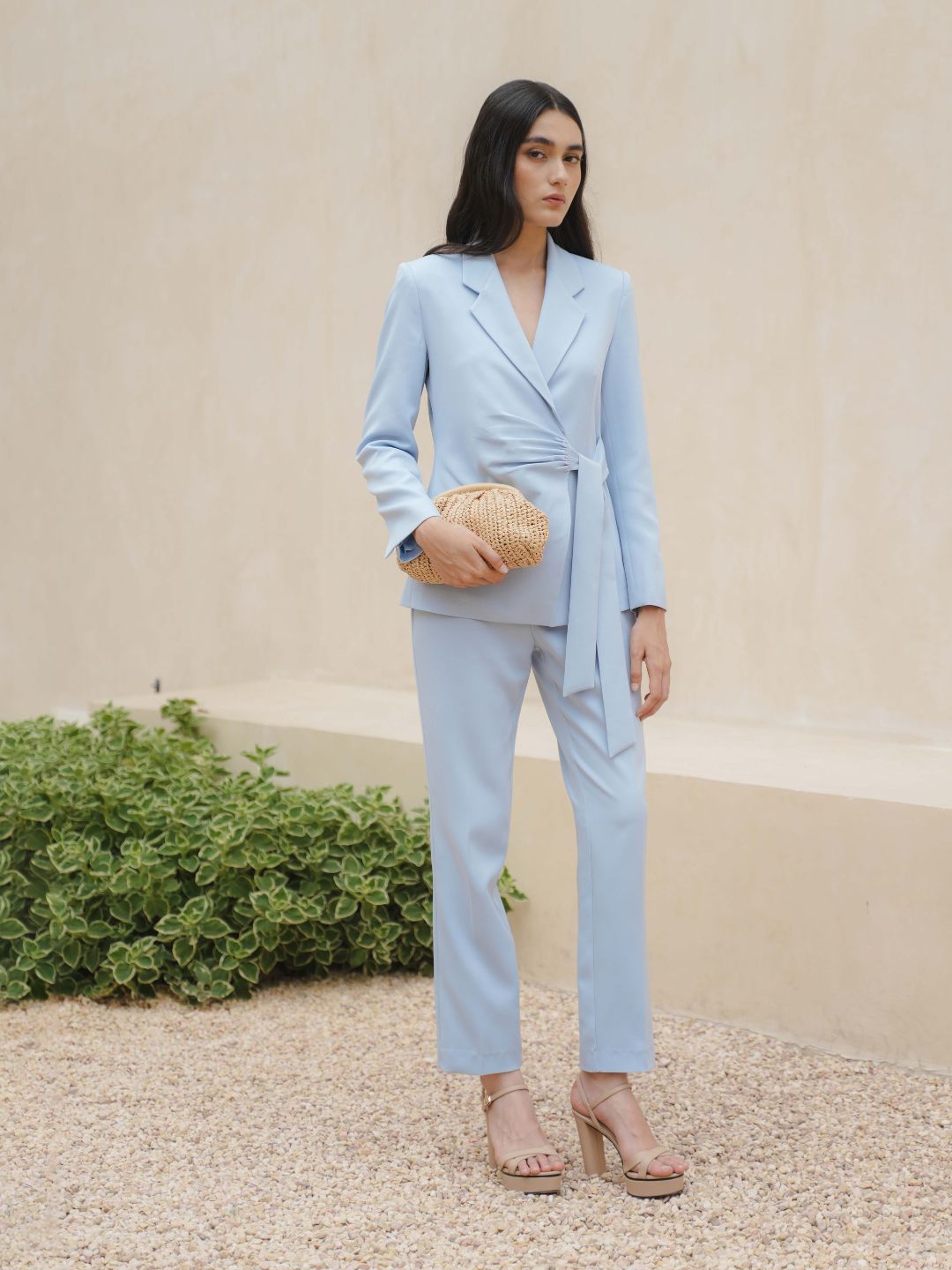 INVIO Darlene Ruched Tie Blazer | Jas Wanita - Marea Collection