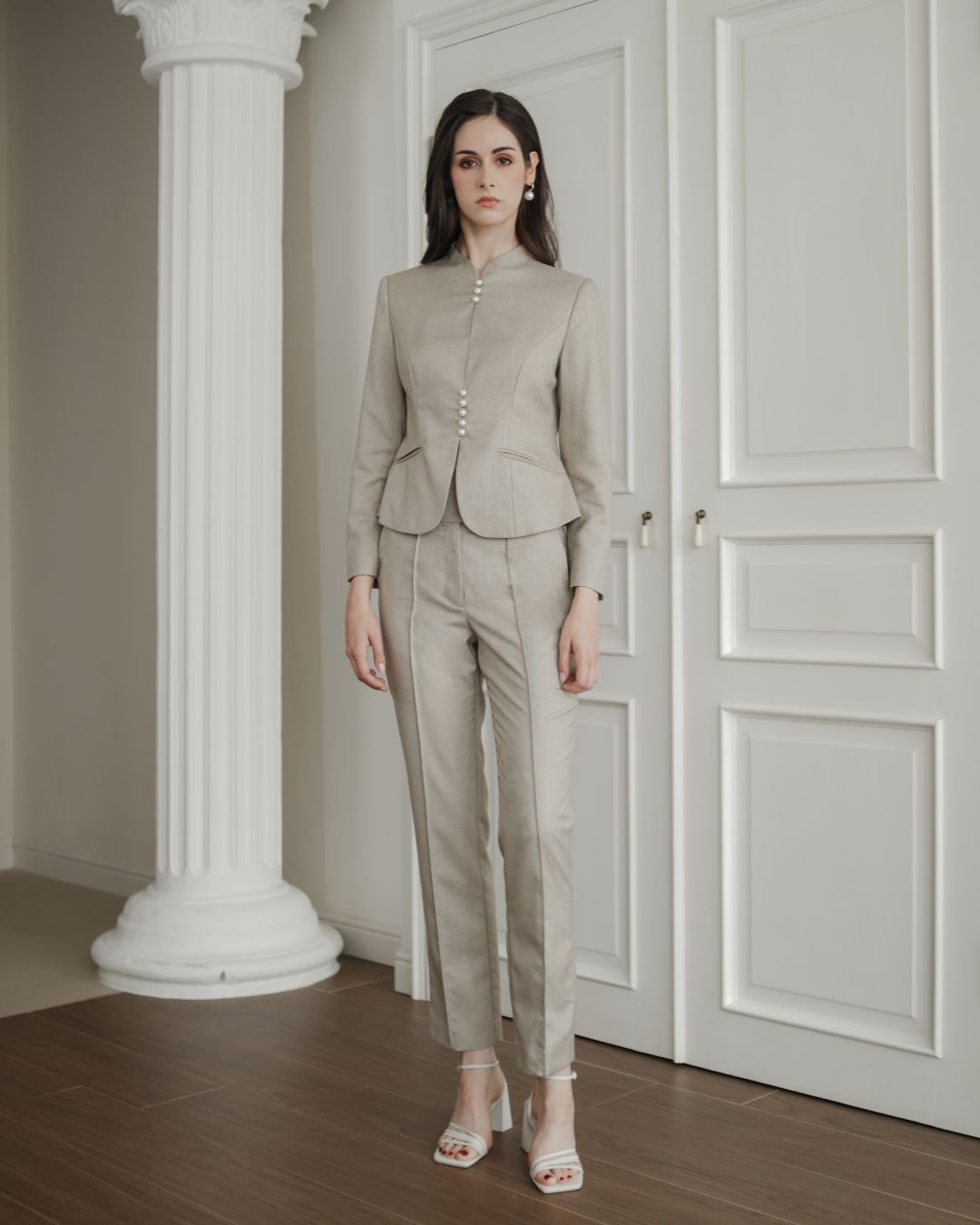 Caryn Pearl Button Blazer