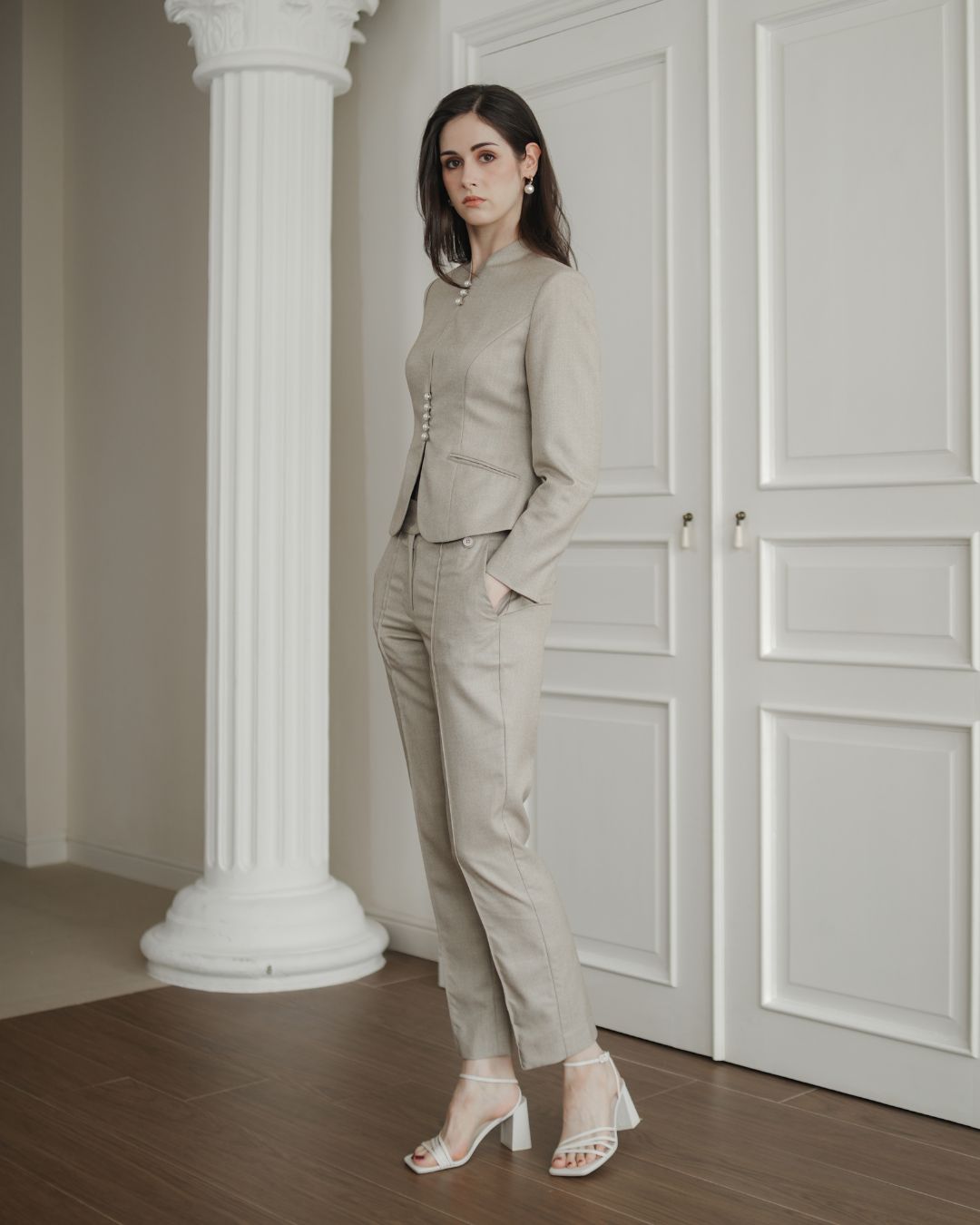 Caryn Pearl Button Blazer