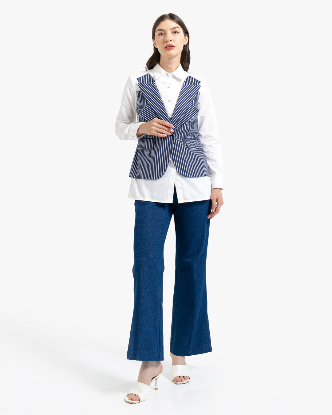 INVIO Delaney Stripe Vest Shirt | Kemeja Wanita