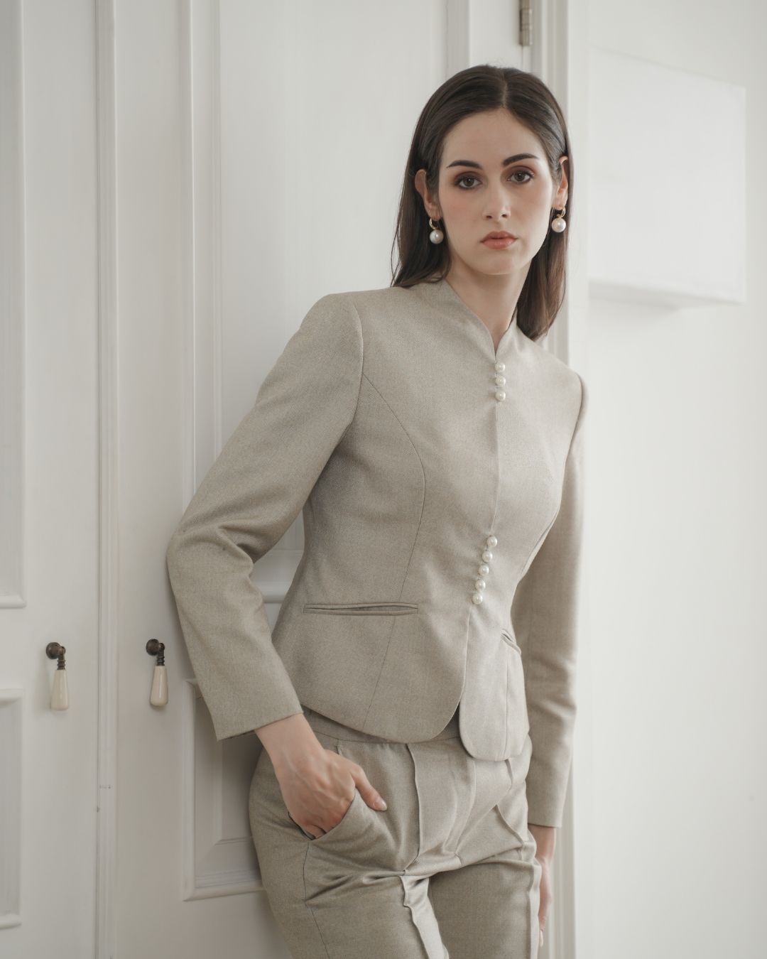 Caryn Pearl Button Blazer