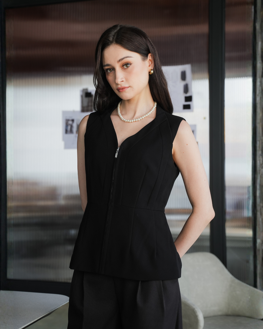 INVIO Sachs Zip Peplum Top | Atasan Wanita - Runway