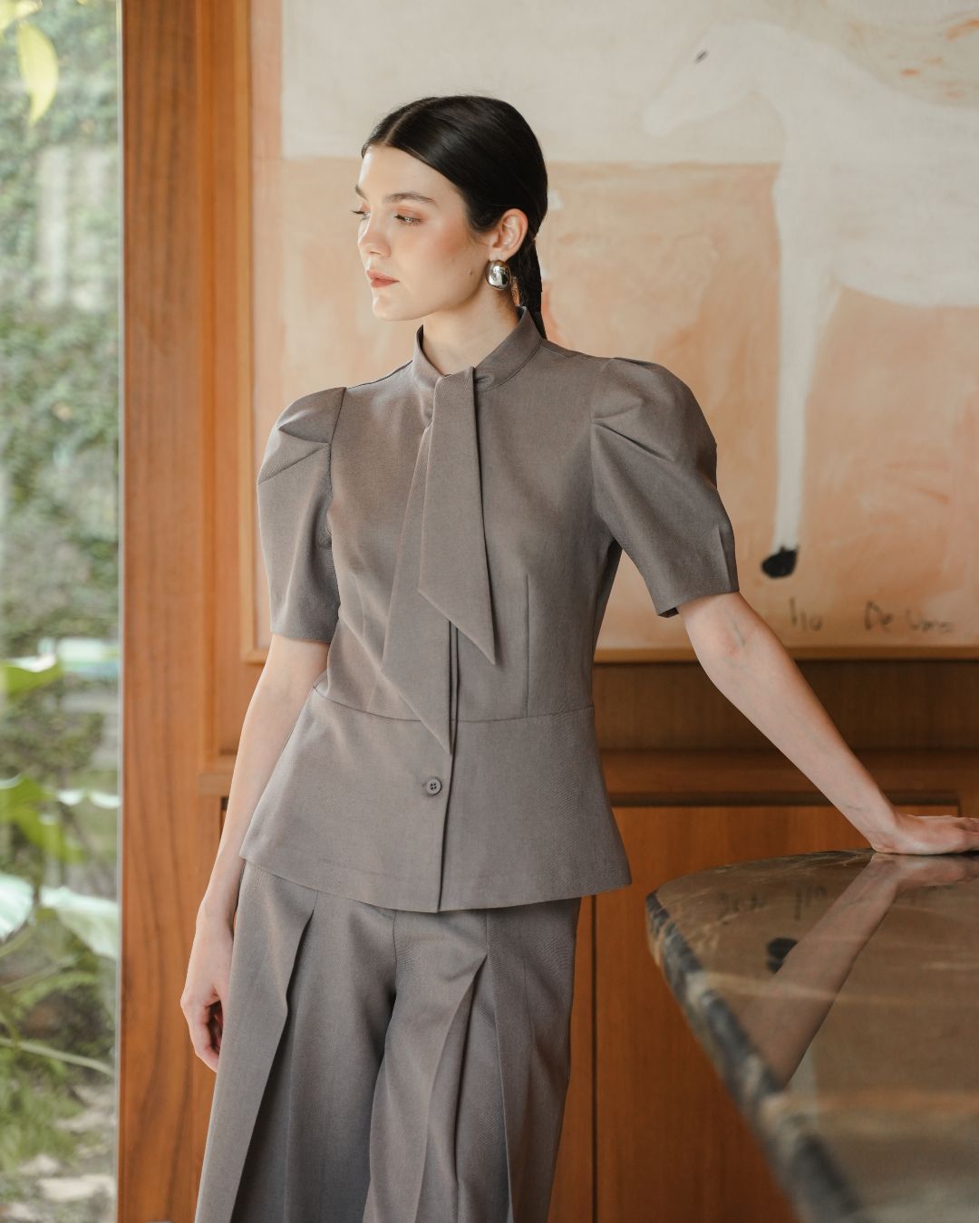 INVIO Bellora Neck Tie Blouse | Atasan Wanita - Amber Collection