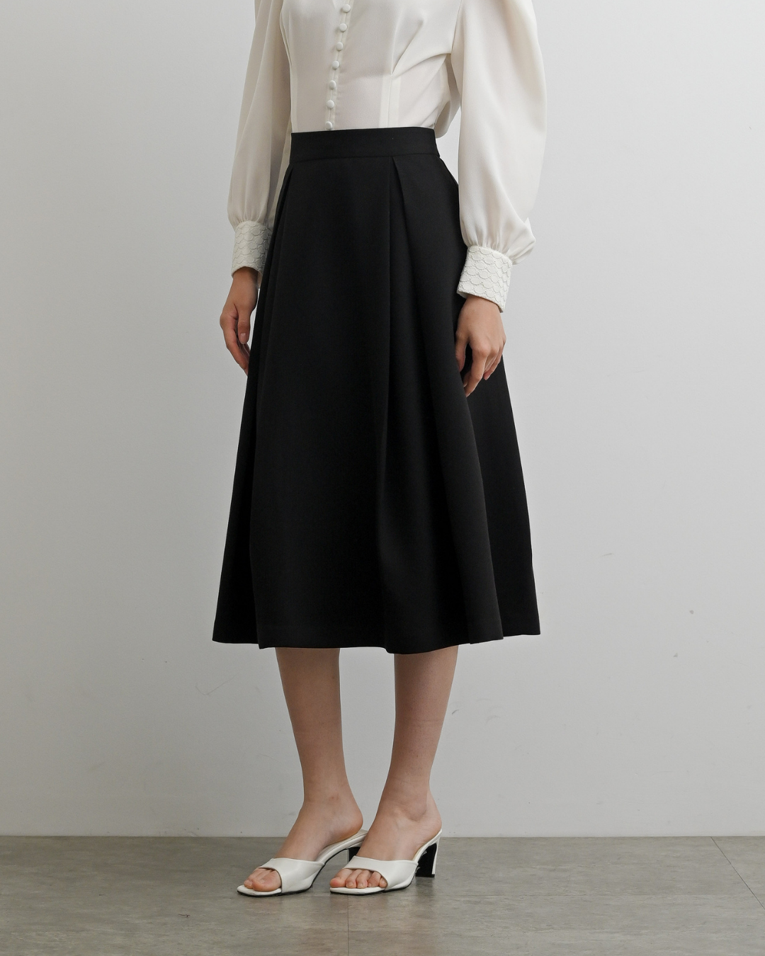 INVIO Milena A-Line Pleated Midi Skirt | Rok Wanita - Arch & Edge