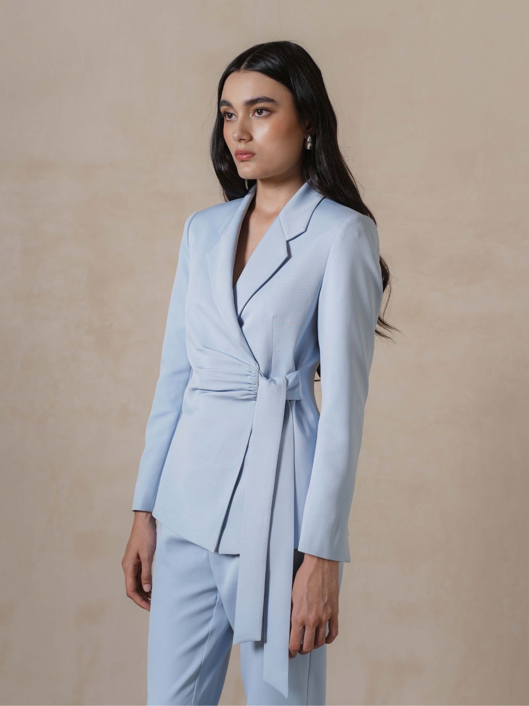 INVIO Darlene Ruched Tie Blazer | Jas Wanita - Marea Collection
