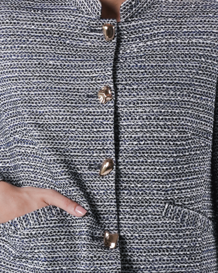 INVIO Yolanda Multi-Shape Button Tweed Jacket | Jaket Wanita - Marielle
