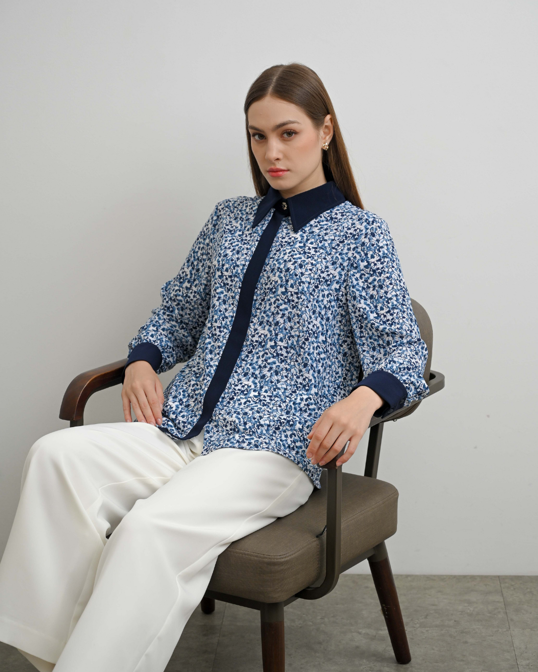 INVIO Sierra Abstract Printed Shirt | Atasan Kemeja Wanita