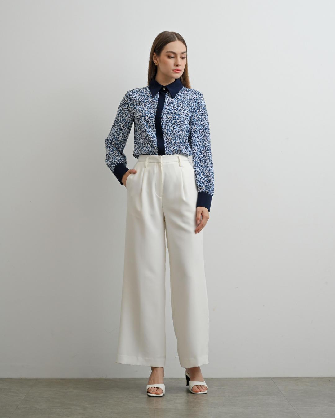 INVIO Sierra Abstract Printed Shirt | Atasan Kemeja Wanita