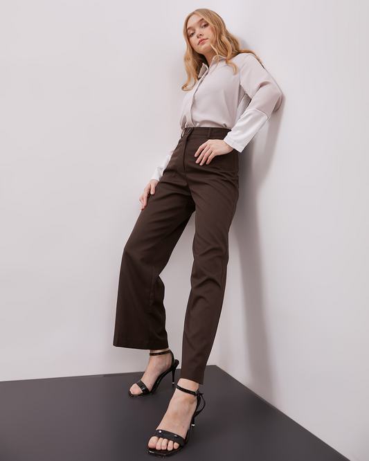 INVIO Lucy Straight - Leg Trouser | Atasan Wanita - Espresso