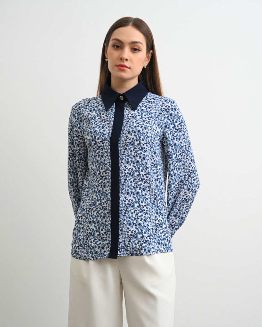 INVIO Sierra Abstract Printed Shirt | Atasan Kemeja Wanita