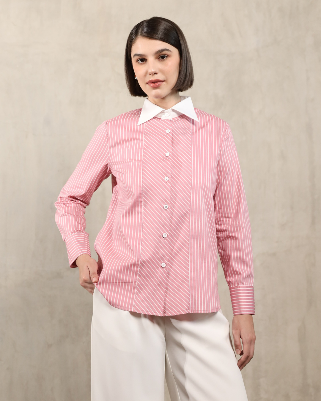 Jovany Multiway Stripe Shirt | Kemeja Wanita - Classy Missy