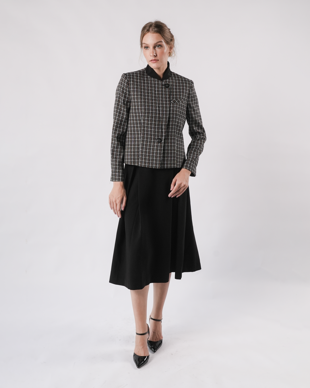 INVIO Yvette Overlap Front Tweed Jacket | Jaket Wanita - Marielle