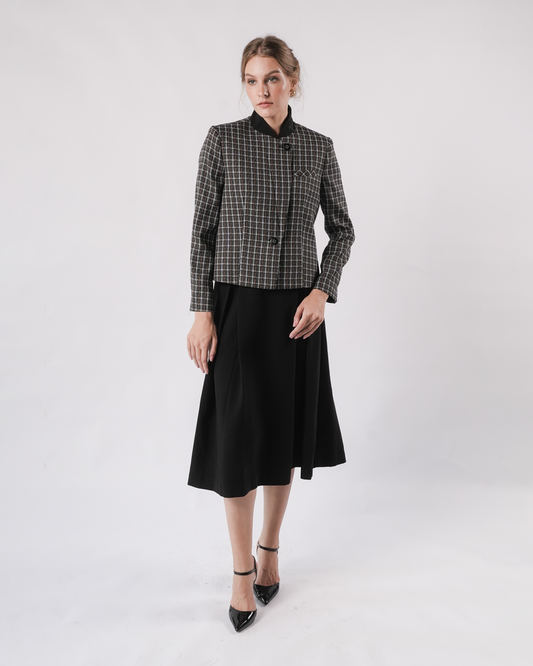 INVIO Yvette Overlap Front Tweed Jacket | Jaket Wanita - Marielle