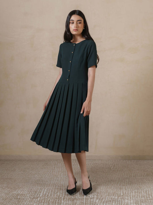 INVIO Debbie Pleated Midi Dress | Dress Wanita - Marea Collection