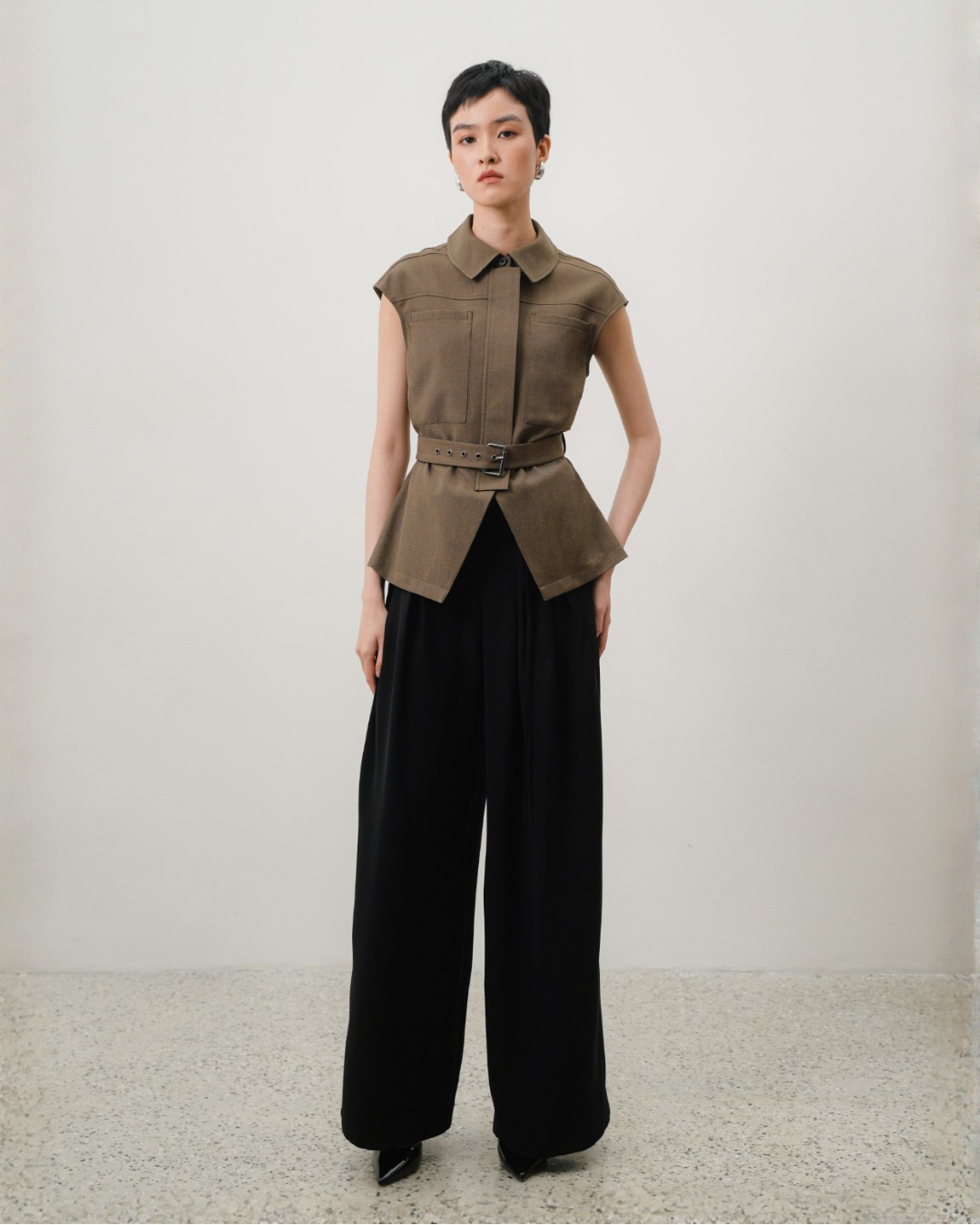 INVIO Vallie Belted Blouse | Atasan Kemeja Wanita - Resonance