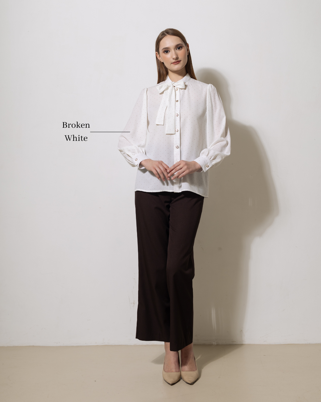 INVIO Solanna Polkadot Neck Tie Shirt | Atasan Kemeja Wanita