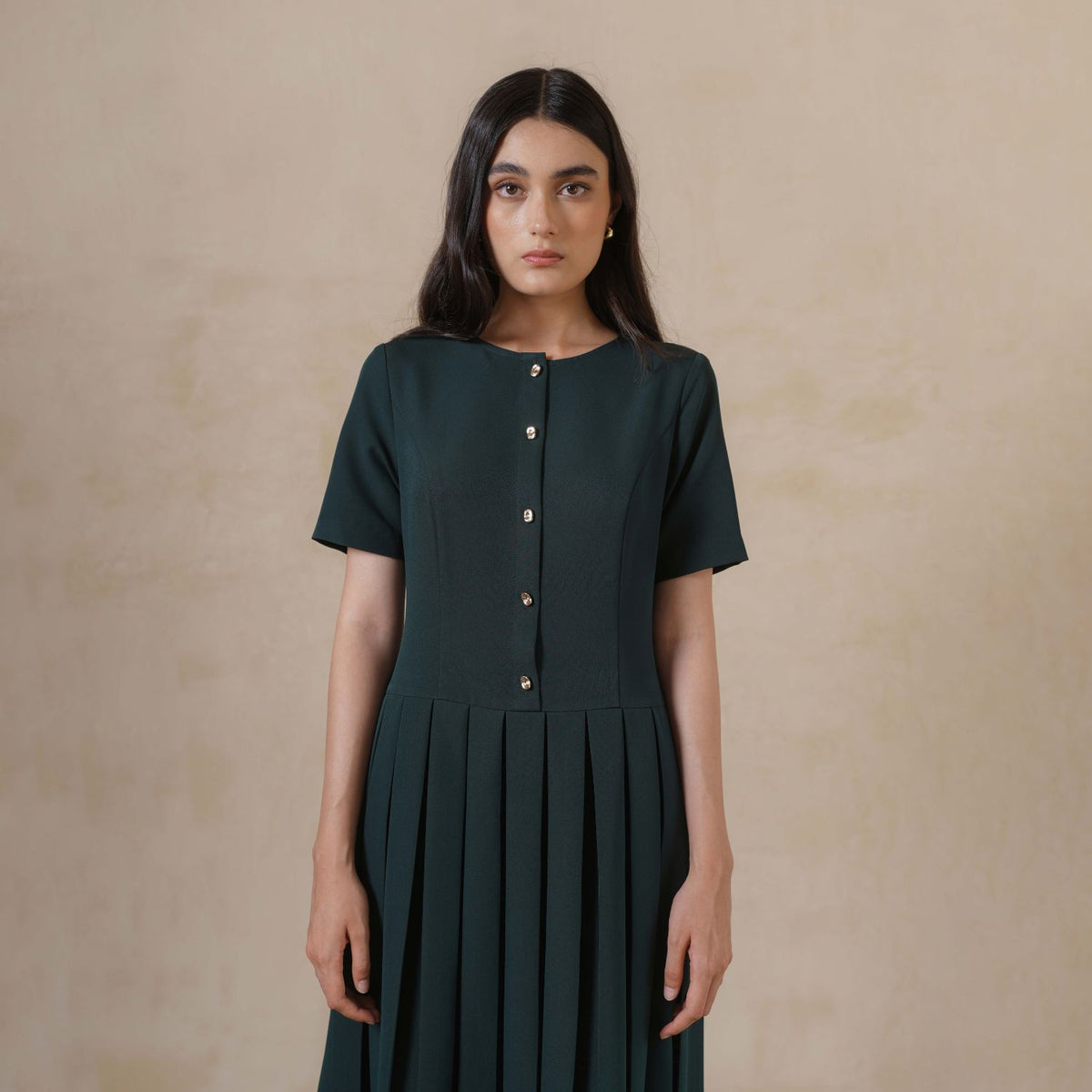 INVIO Debbie Pleated Midi Dress | Dress Wanita - Marea Collection