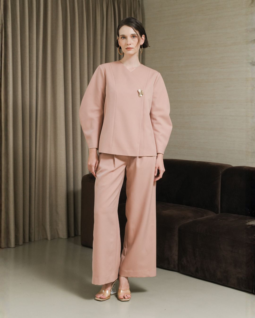 INVIO Alesia Barrel Sleeve Blazer Dusty Pink | Jas Wanita - Leanne Collection