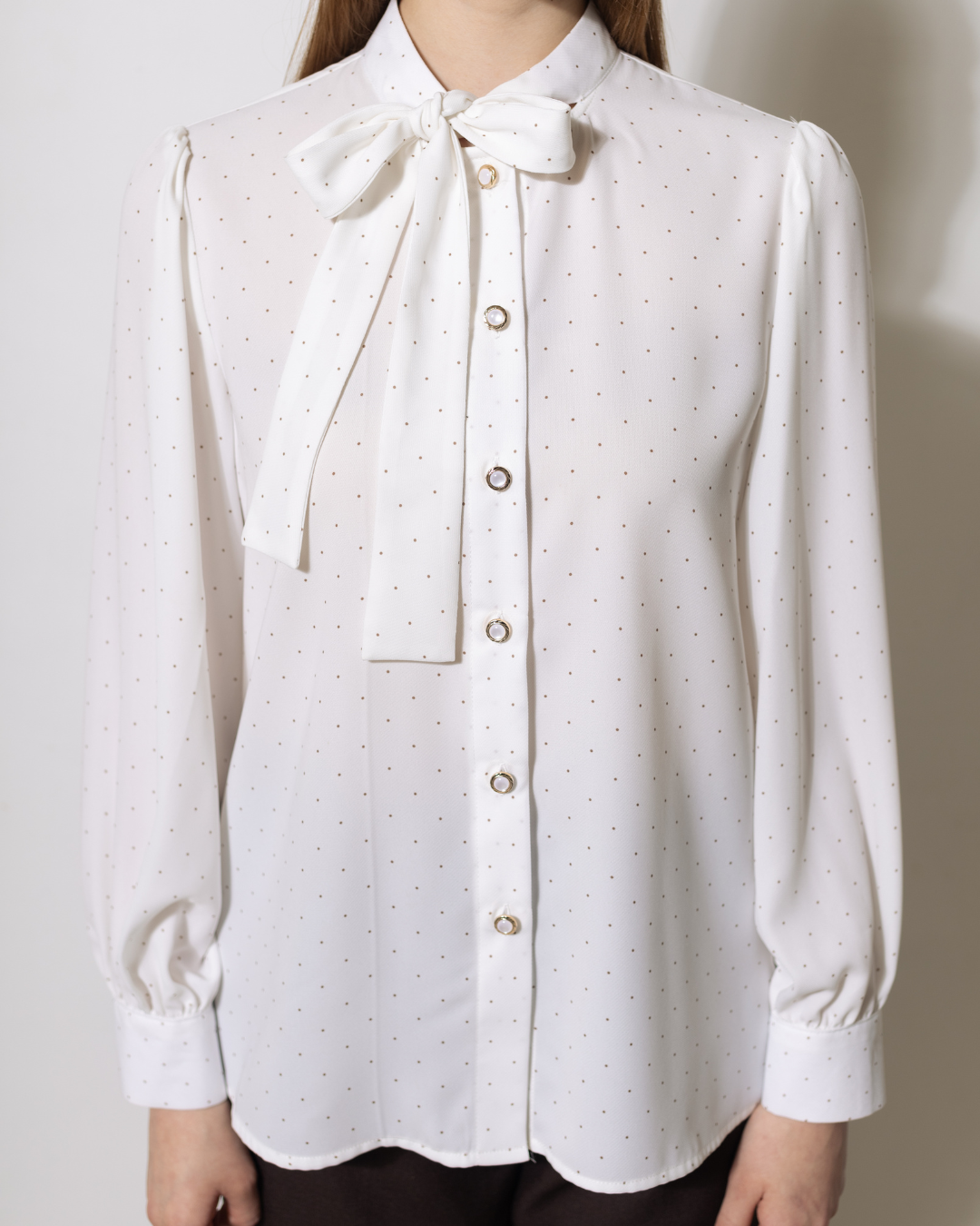 INVIO Solanna Polkadot Neck Tie Shirt | Atasan Kemeja Wanita