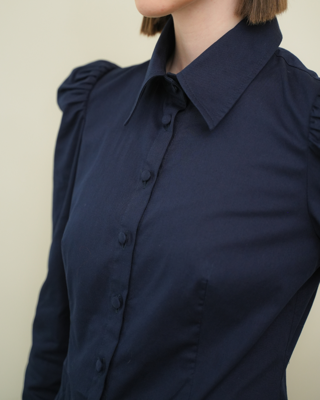 Maisie Puﬀ Shoulder Shirt Navy