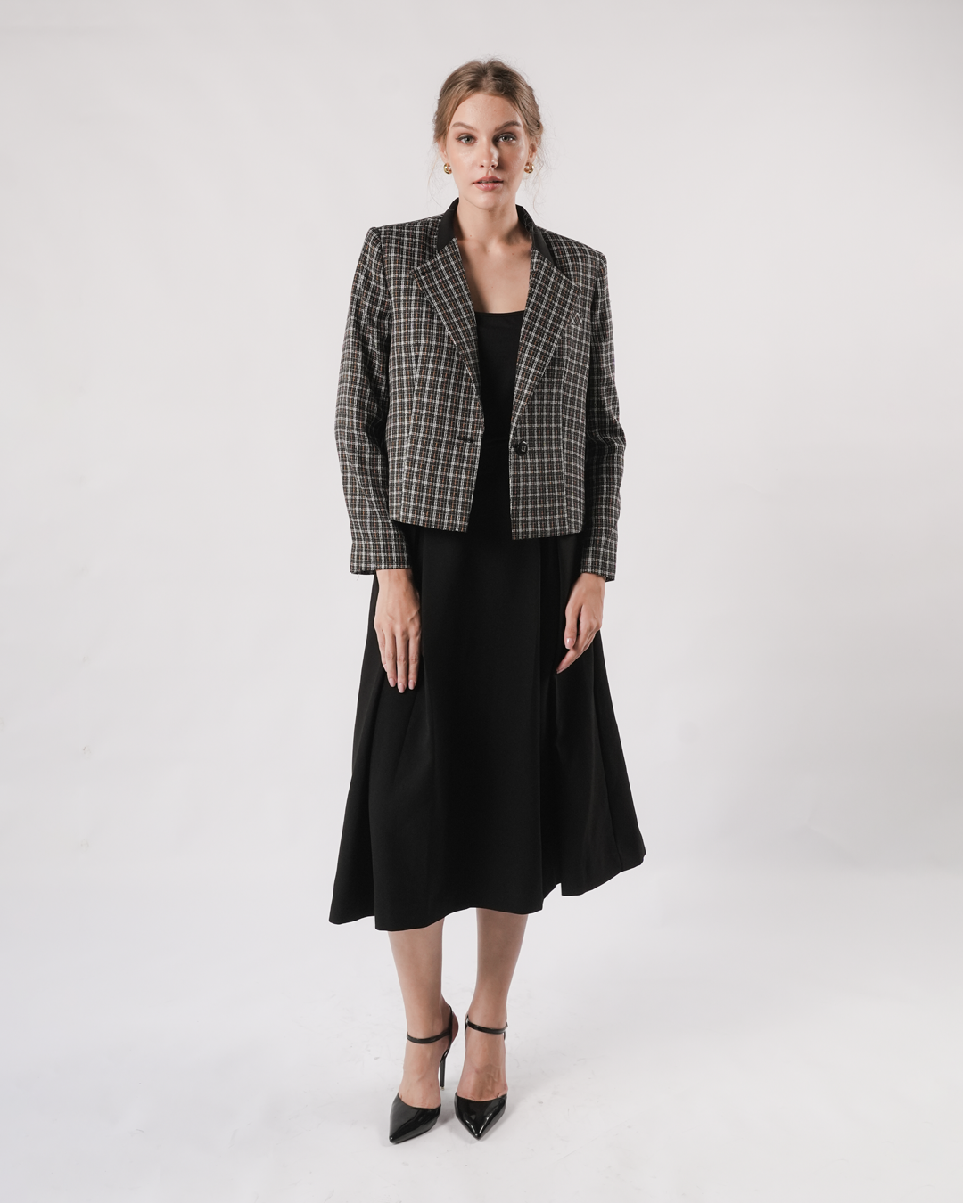 INVIO Yvette Overlap Front Tweed Jacket | Jaket Wanita - Marielle