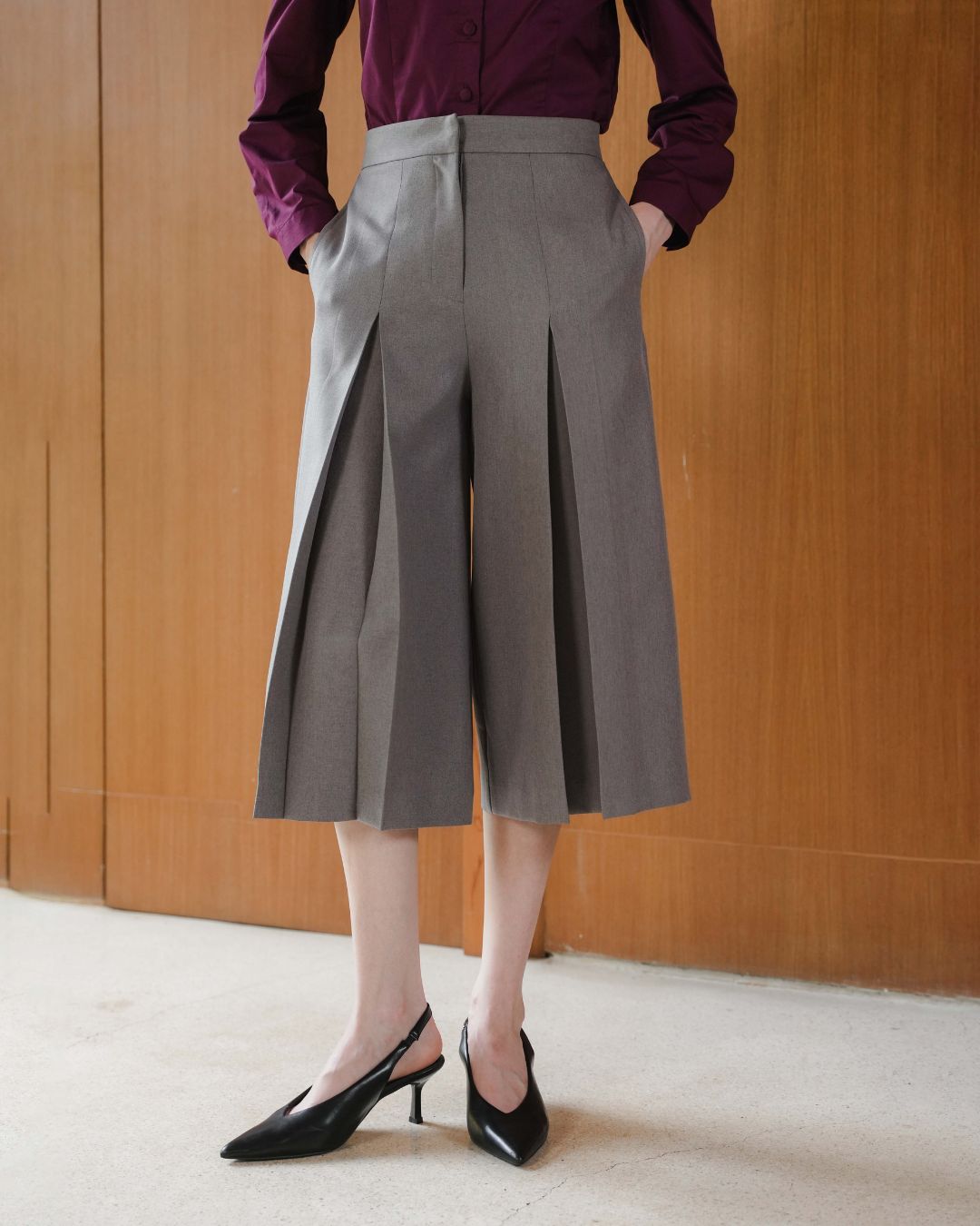 INVIO Bellora Midi Crease Trousers | Celana Wanita - Amber Collection