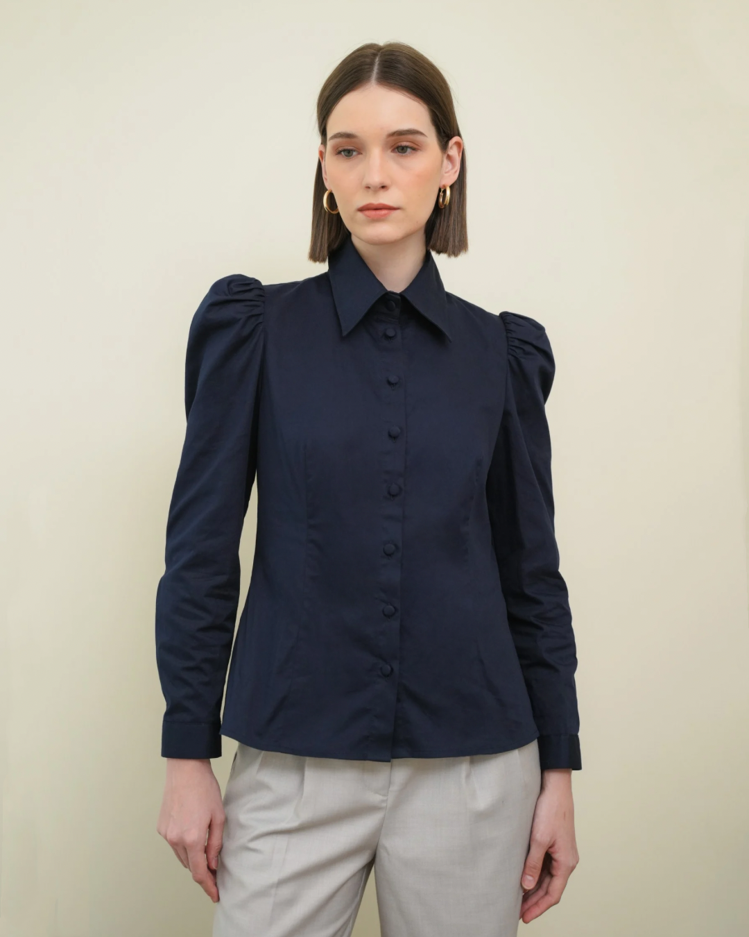 Maisie Puﬀ Shoulder Shirt Navy