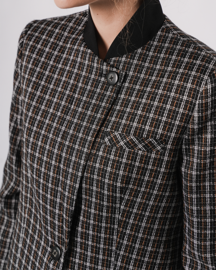 INVIO Yvette Overlap Front Tweed Jacket | Jaket Wanita - Marielle