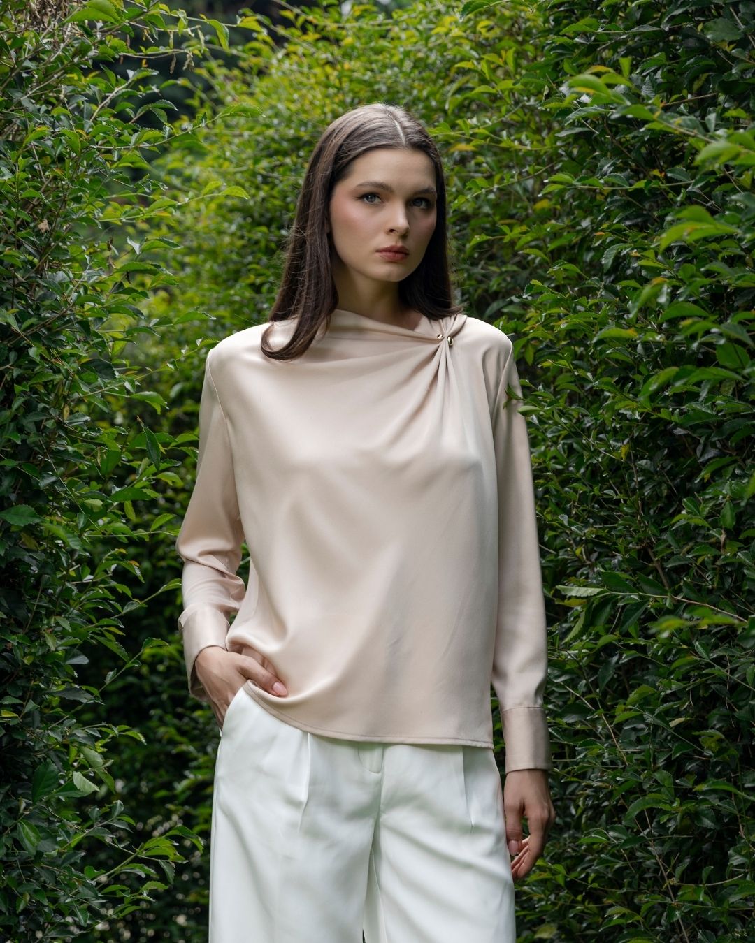 INVIO Terry Shoulder Drape Blouse | Atasan Wanita Luminescence