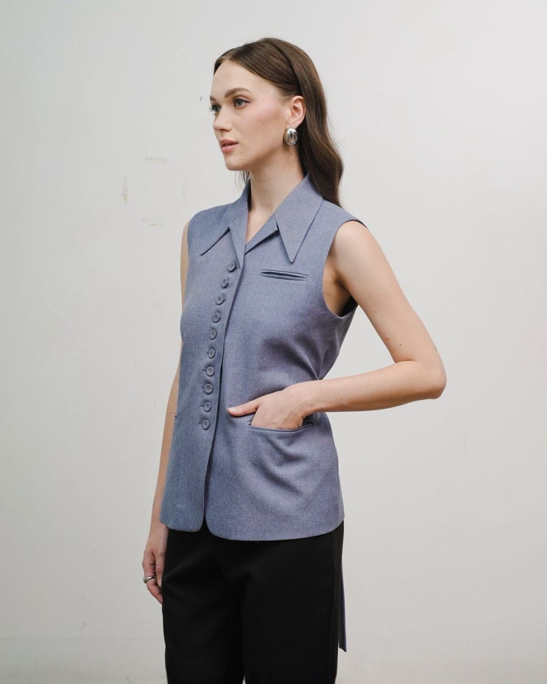 INVIO Zorea Multi Button Vest | Rompi Atasan Wanita - Atelier Collection
