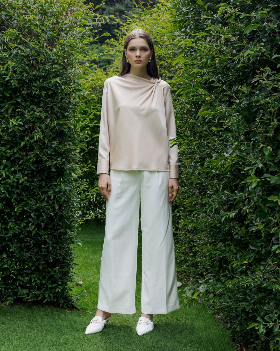 INVIO Terry Shoulder Drape Blouse | Atasan Wanita Luminescence