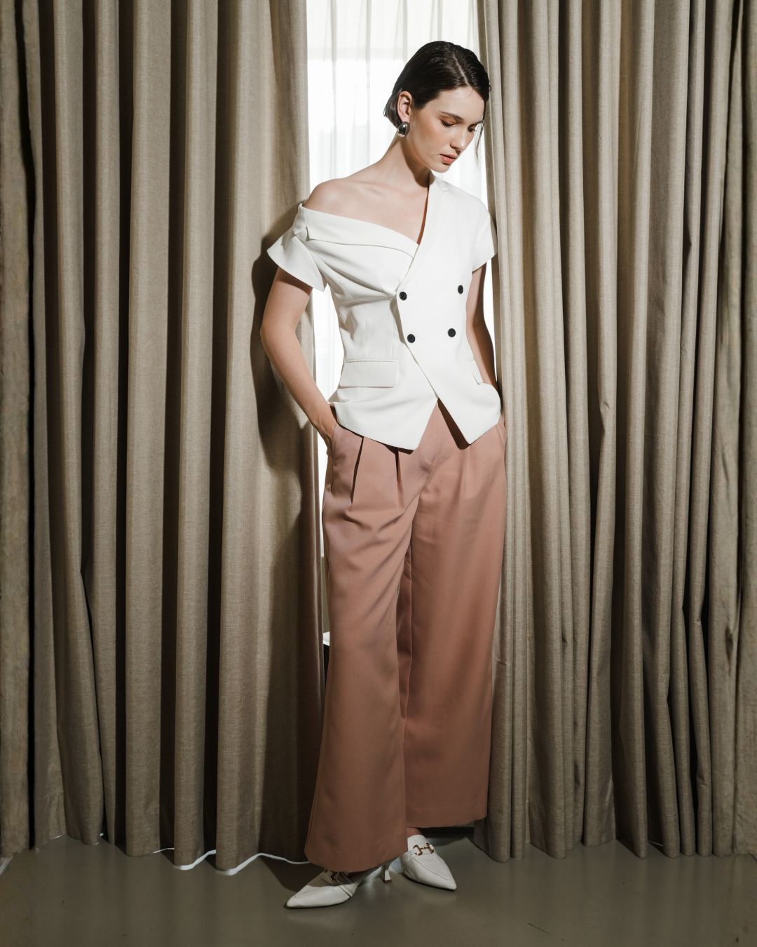 INVIO Aralyn Off Shoulder Blazer | Jas Wanita - Leanne Collection