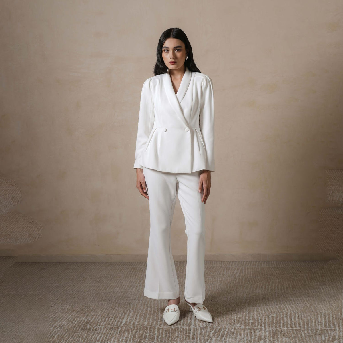 INVIO Davinelle Pleated Peplum Blazer | Jas Wanita - Marea Collection
