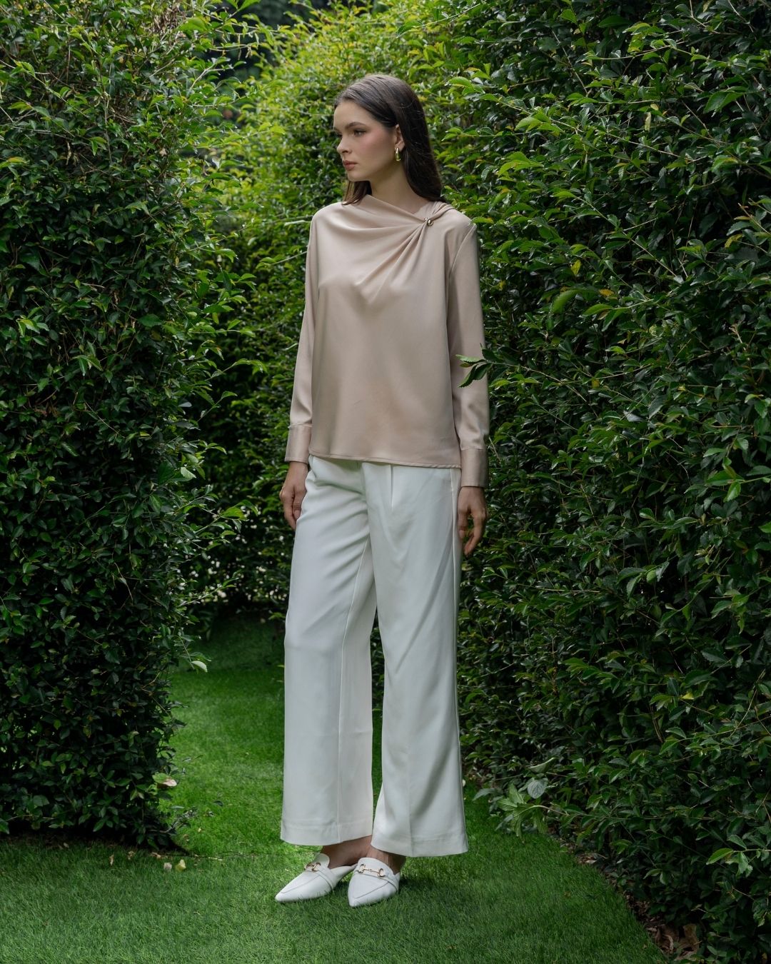 INVIO Terry Shoulder Drape Blouse | Atasan Wanita Luminescence