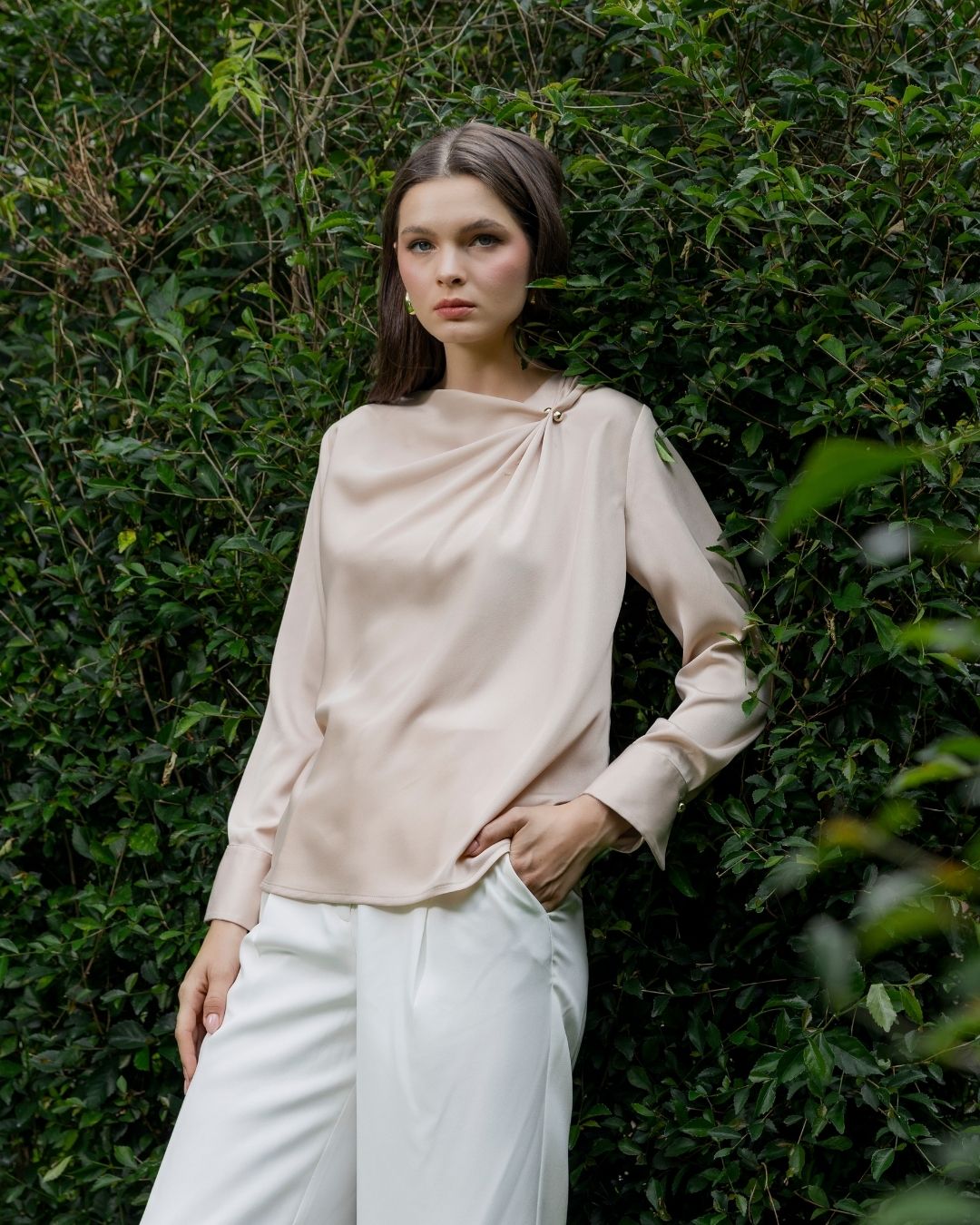 INVIO Terry Shoulder Drape Blouse | Atasan Wanita Luminescence