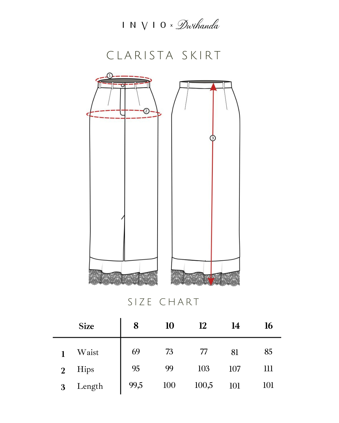 INVIO X Dwihanda Clarista Satin Lace Skirt | Rok Wanita