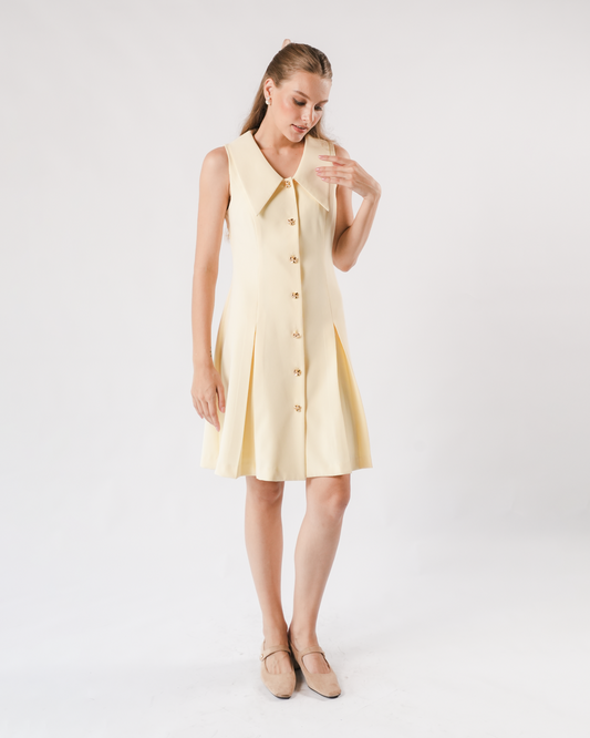 INVIO Yovella Statement Collar Flare Dress | Gaun Wanita - Marielle