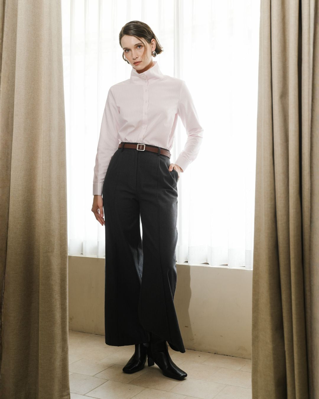 INVIO Adley Convertible Collar Shirt | Kemeja Wanita -  Leanne Collection