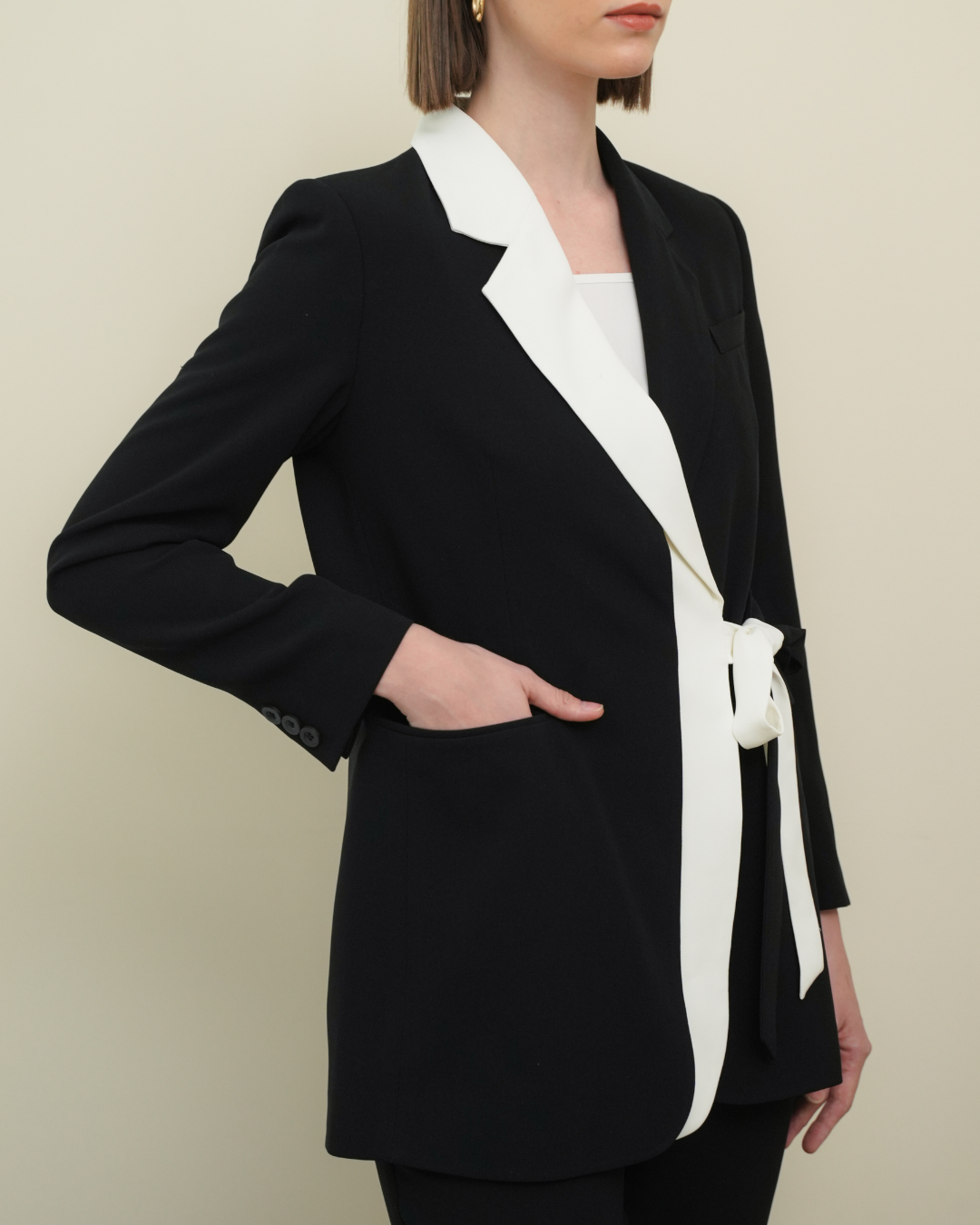 Fabiola Side Tie Blazer Jas Wanita – invio-id