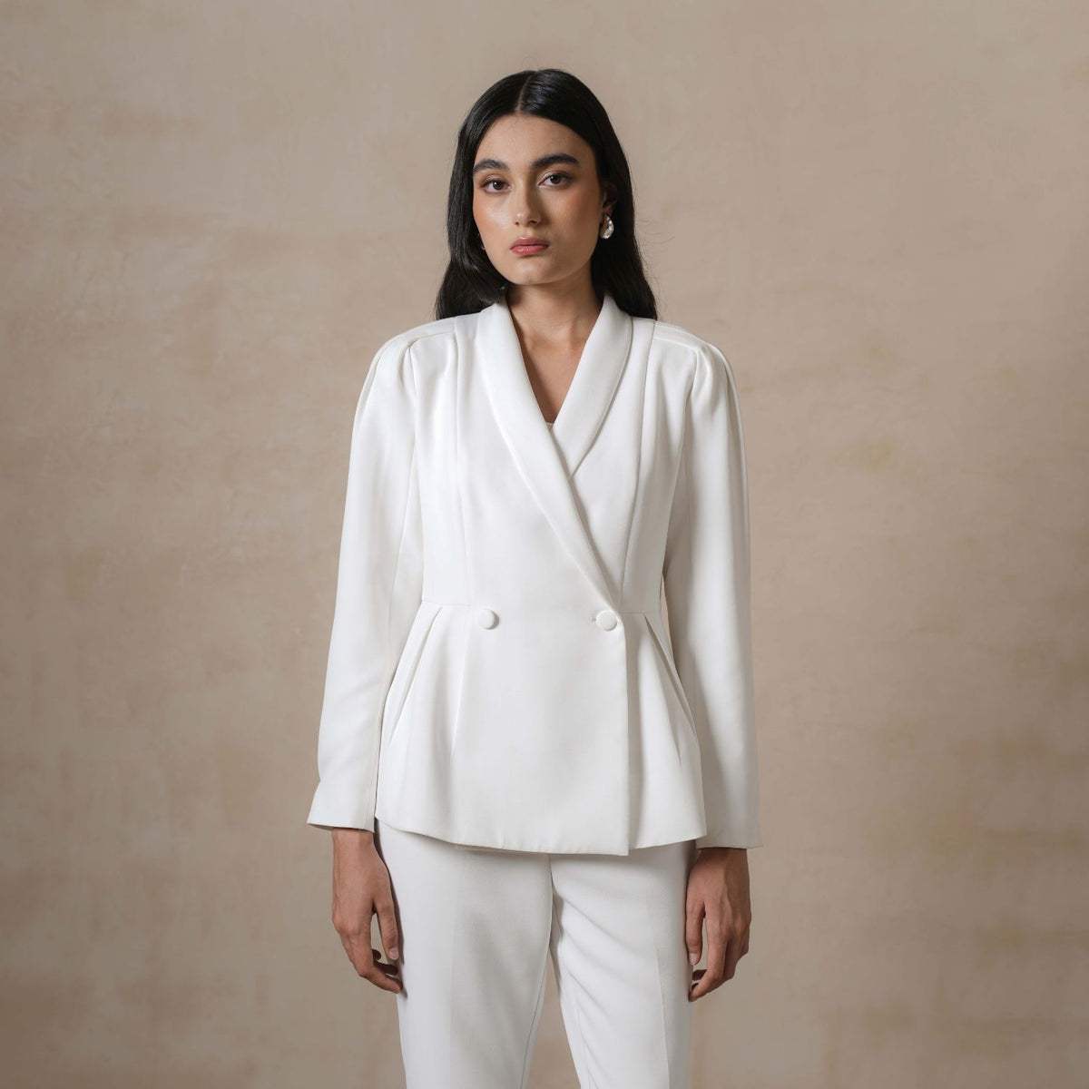 INVIO Davinelle Pleated Peplum Blazer | Jas Wanita - Marea Collection