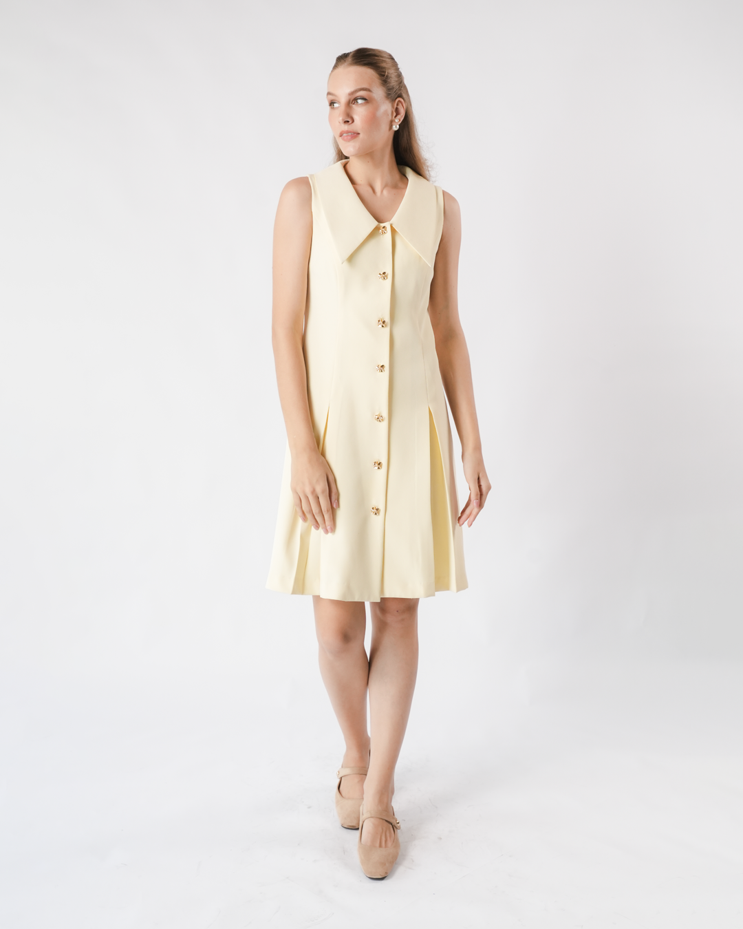 INVIO Yovella Statement Collar Flare Dress | Gaun Wanita - Marielle